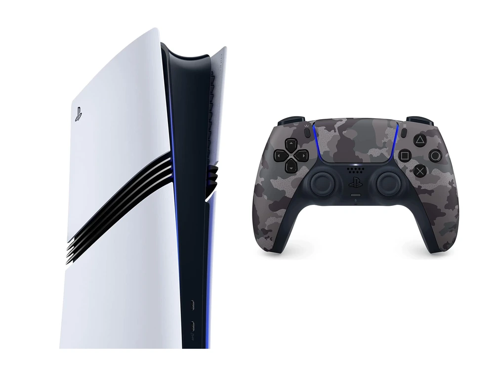 PlayStation 5 Pro console with Grey Camouflage DualSense controller